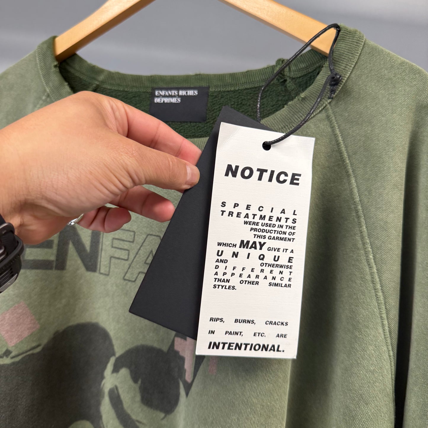 Enfants Riches Déprimés My Death My Life Raglan Sweatshirt Gardener Green XXL