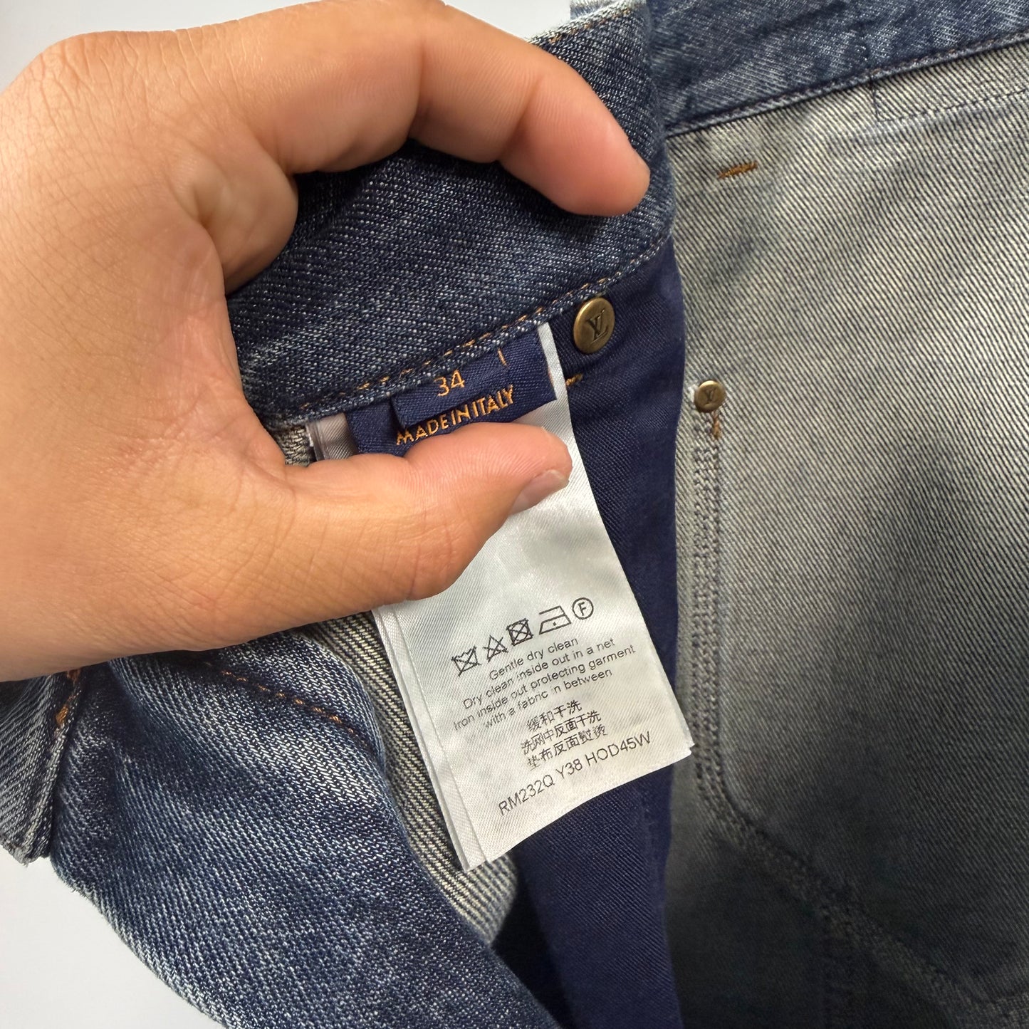 Louis Vuitton Monogram Embossed Double Knee Carpenter Denim "Blue" - 36
