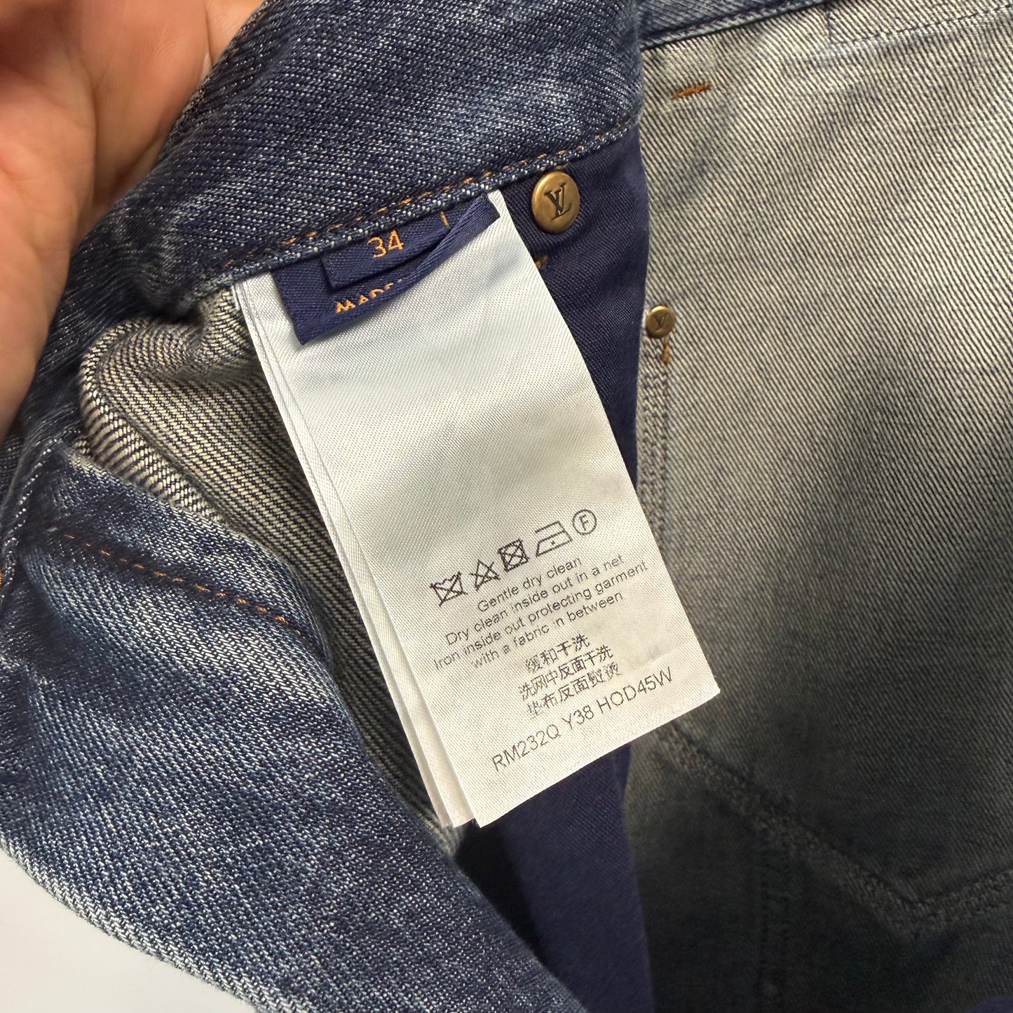 Louis Vuitton Monogram Embossed Double Knee Carpenter Denim "Blue" - 36