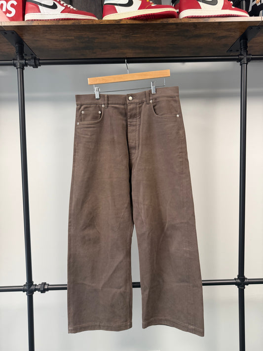 Rick Owens Geth Wide-Leg Brown Trousers - 34