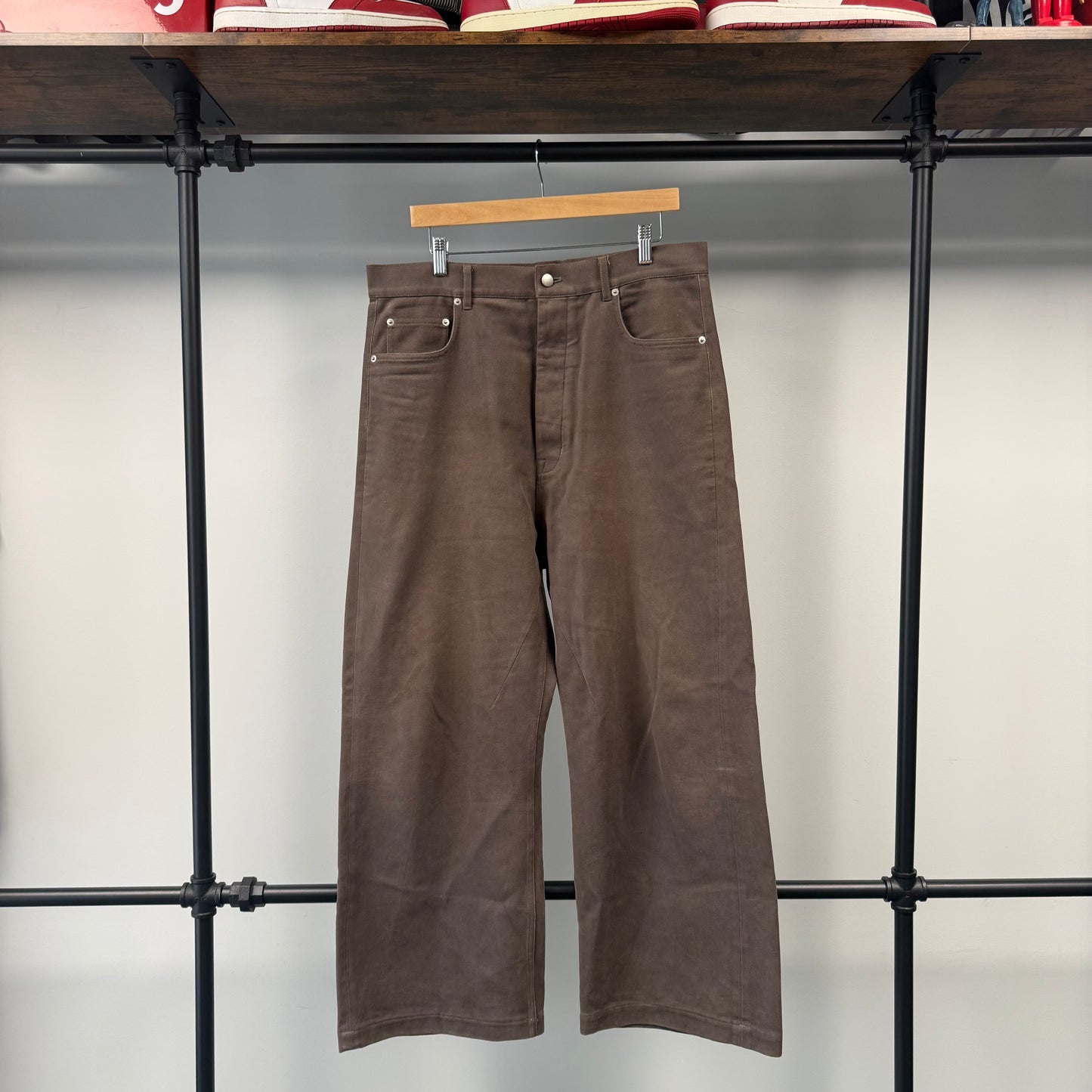 Rick Owens Geth Wide-Leg Brown Trousers - 34