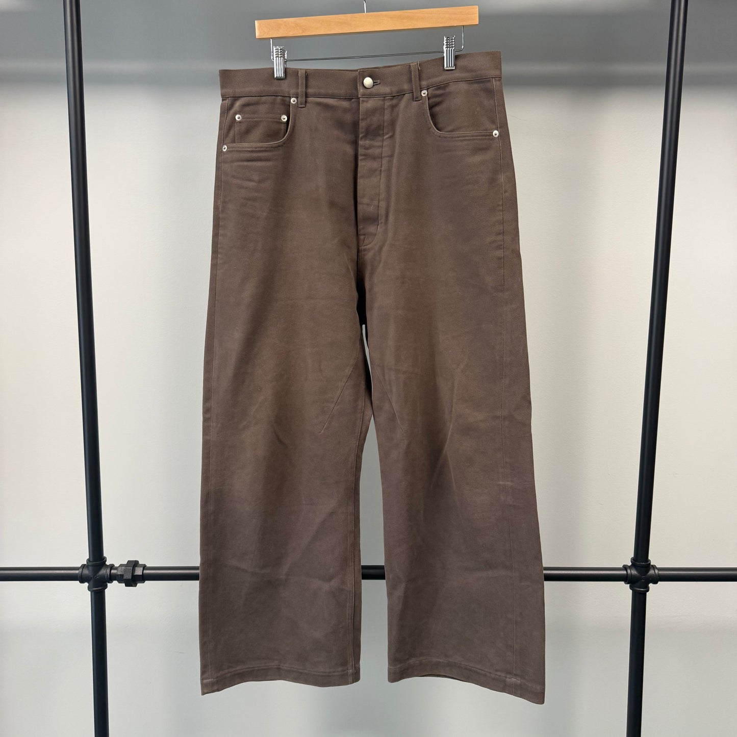 Rick Owens Geth Wide-Leg Brown Trousers - 34