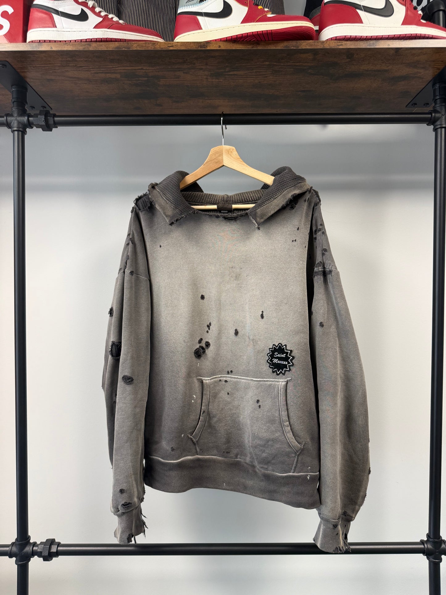 Saint Michael Distressed Logo Hoodie