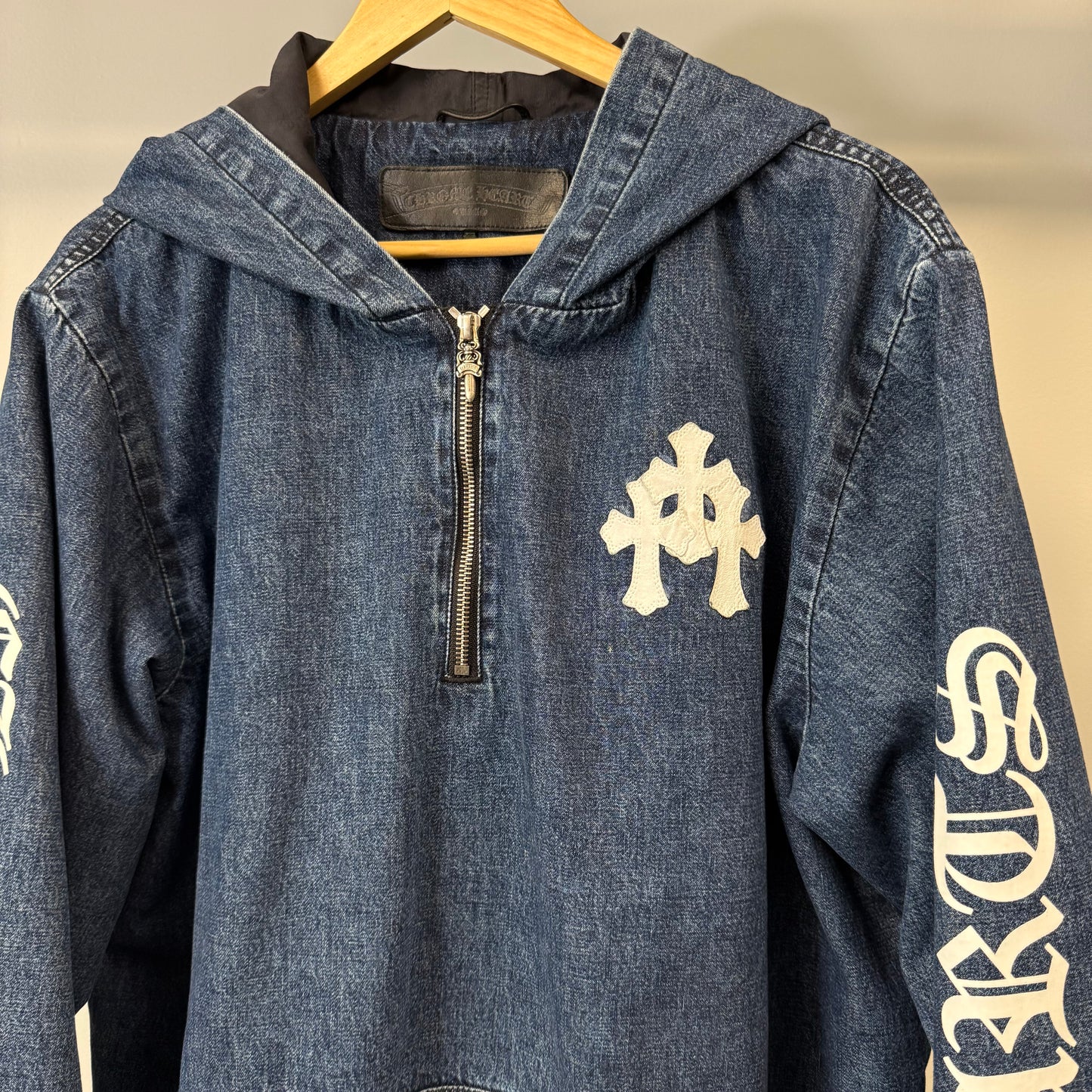 Chrome Hearts Blue & White Cross Patch Denim Anorak - M